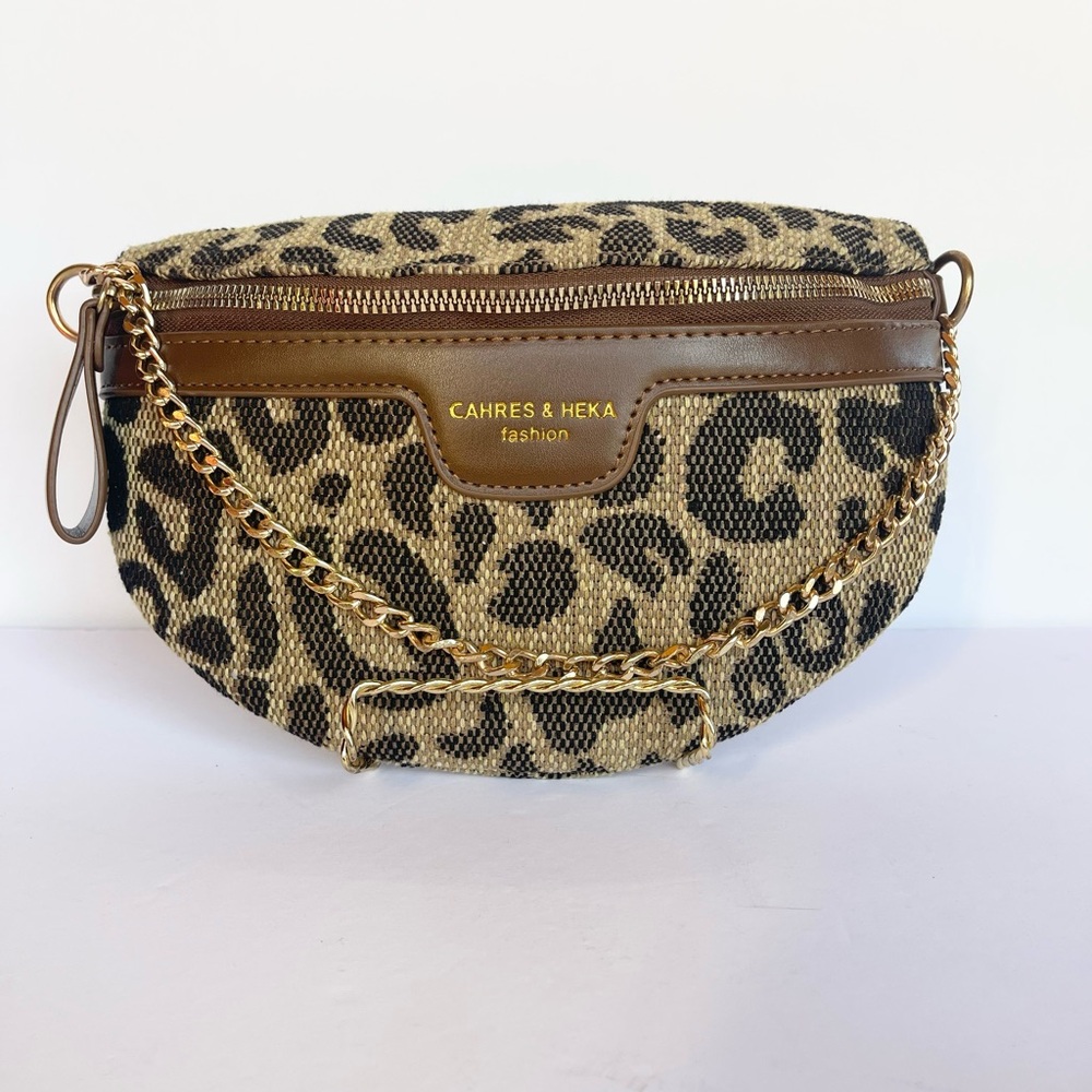 Cahres & Heka Leopard Print Crossbody Bag Belt NWOT